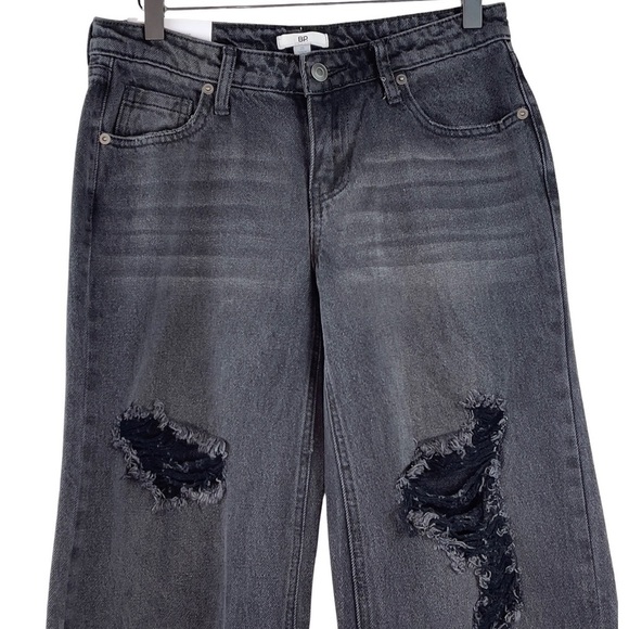 BP Women's Destroyed Wide Leg Jeans in Black Destroy Size 25 NWT - Picture 5 of 14